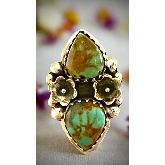 & Other Stories Jewelry - Royston Two Stone Teardrop Floral Sterling Ring Size 7